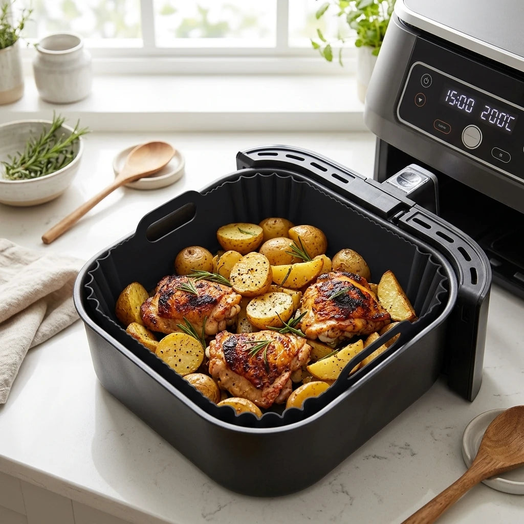 Hot Selling CAF-DC601 Square Air Fryer with Cross Border Silicone Baking Tray Air Fryer Liner Premium Pans for Baking Dishes