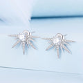 925 Sterling Silver Sparks Fly Earring Flower Star Snake Ear Stud Blue Feather clear Zircon Link Chain Earring Jewelry Wholesale