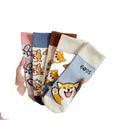 Youki Autumn and Winter Cartoon Dog Cute Shiba Dog Sports Women's Mid Length Socks
