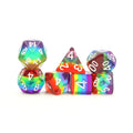 Custom Luxury 16mm Resin Polyhedral Dnd & RPG Dice Transparent rainbow with White Ink 5 Colors Soft Edge Soft Edge Packaging