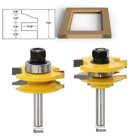L-N003 8# 2 Bits Rail & Stile Router Bit Set Bevel -1/2