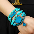 Fashion Designer 5pc Chip Stone Beaded Bracelet Natural Stone Druzy Stack Bracelet Sets