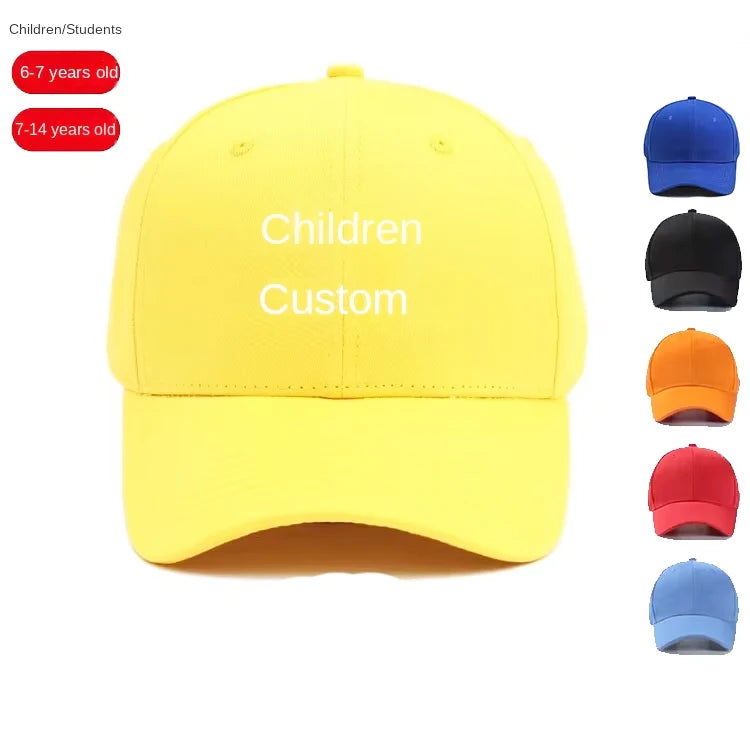 Wholesale Embroidery Logo Children's Baseball Cap Custom Logo Students School Solid Color Travel Cap Peaked Cap