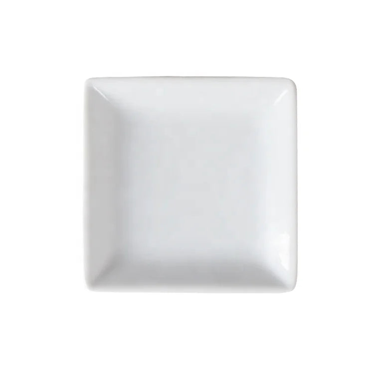 Ceramic 3 Inch Square Porcelain Plate Eco-Friendly Asian Zen Dinnerware White Color Customized Logo