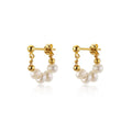 Dainty Retro Gold Women Jewelry Dangling Sweet Earrings Irregular Freshwater Pearl Beaded Charm Stud Earrings