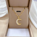 Wholesale Custom Charm Crystal Luxury Diamond Choker Necklace Stainless Steel Gold Plated Moon Pendent Necklace