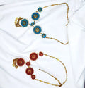 Bohemian Turquoise Gold Pendant Necklace Brass Flower Design Women Wedding Party Jewelry Vintage Ethnic Necklace