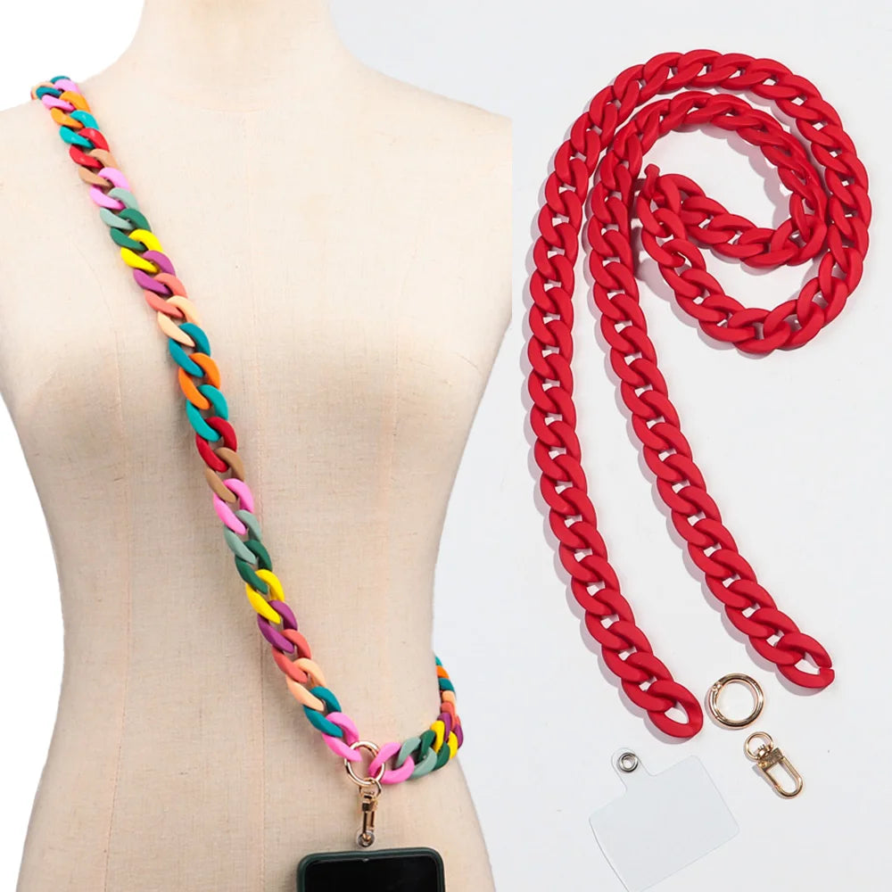 Yiwu Factory Wholesale Frosted Chain Spot Custom Matte Crossbody Mobile Phone Accessories Bag Chain 120cm Mobile Phone Chain MegaBDM
