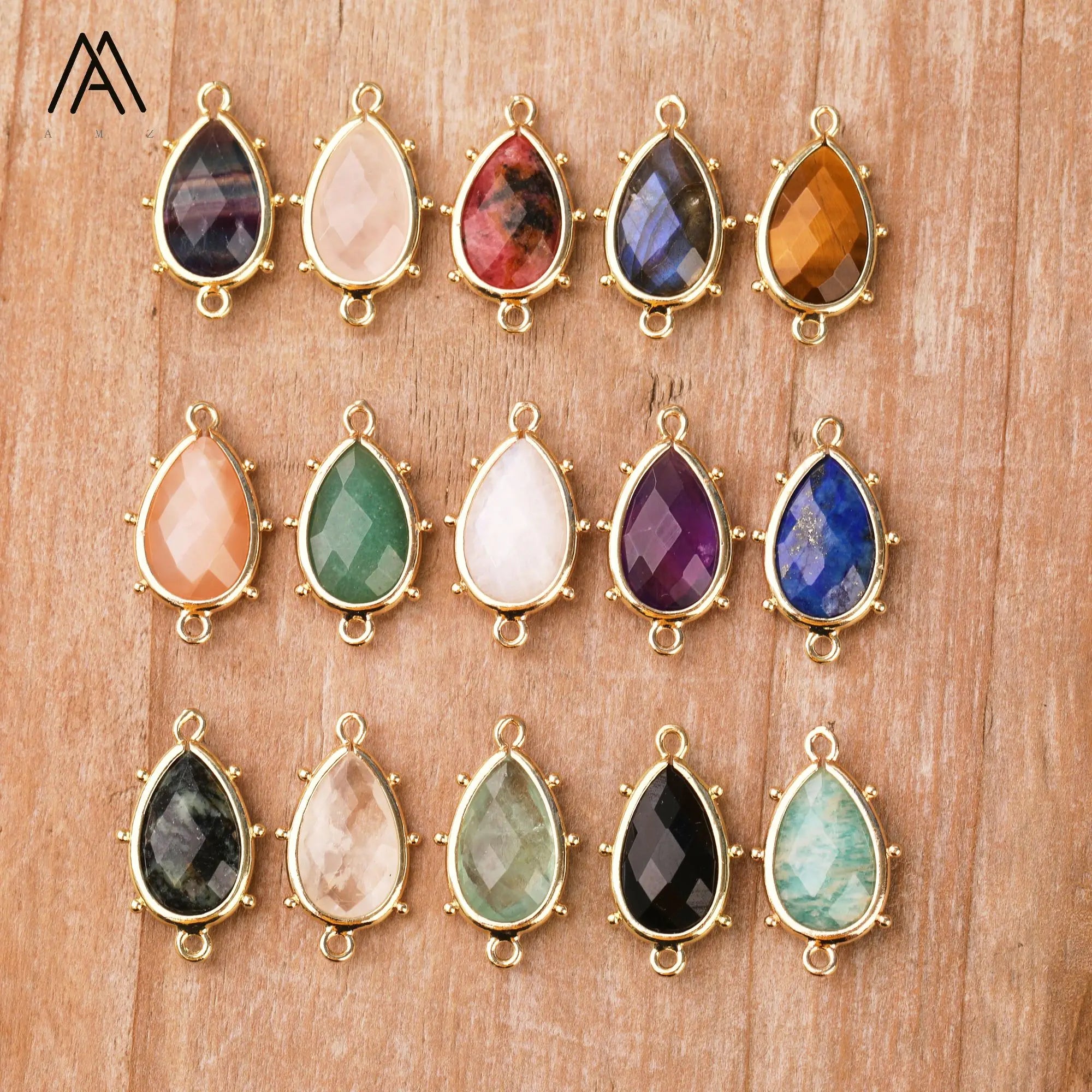 Natural Gemstone Pear Shape Connectors DIY Bracelets Making Jewelry Links Necklace Supplies