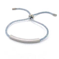 AA01194 Silver Plated Stainless Steel Braid Round Nylon Rope Slider Bead Personalized Diy Laser Cube Bar Unisex Bracelet
