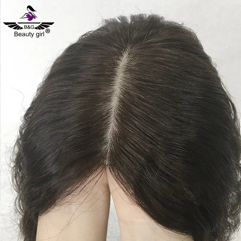 Wholesale Price 5.5*6 Inch Ready to Ship 100 Remy Human Hair Topper Silk Top Hair Toupee Hair Replacement Women Toupee