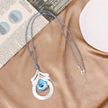 TongLing European Long Sweater Necklace Blue Rope Flower Pattern Necklace for Daily Wearing