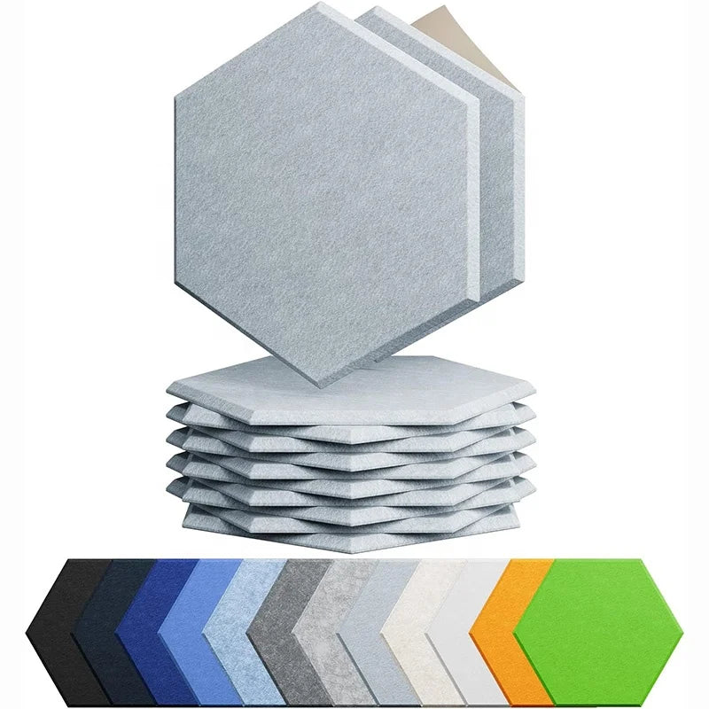 Woxin Modern High Density Self-Adhesive Hexagon Soundproof Foam 9mm Thick Polyester Fiber Board 100% Recycled Noise Reduction