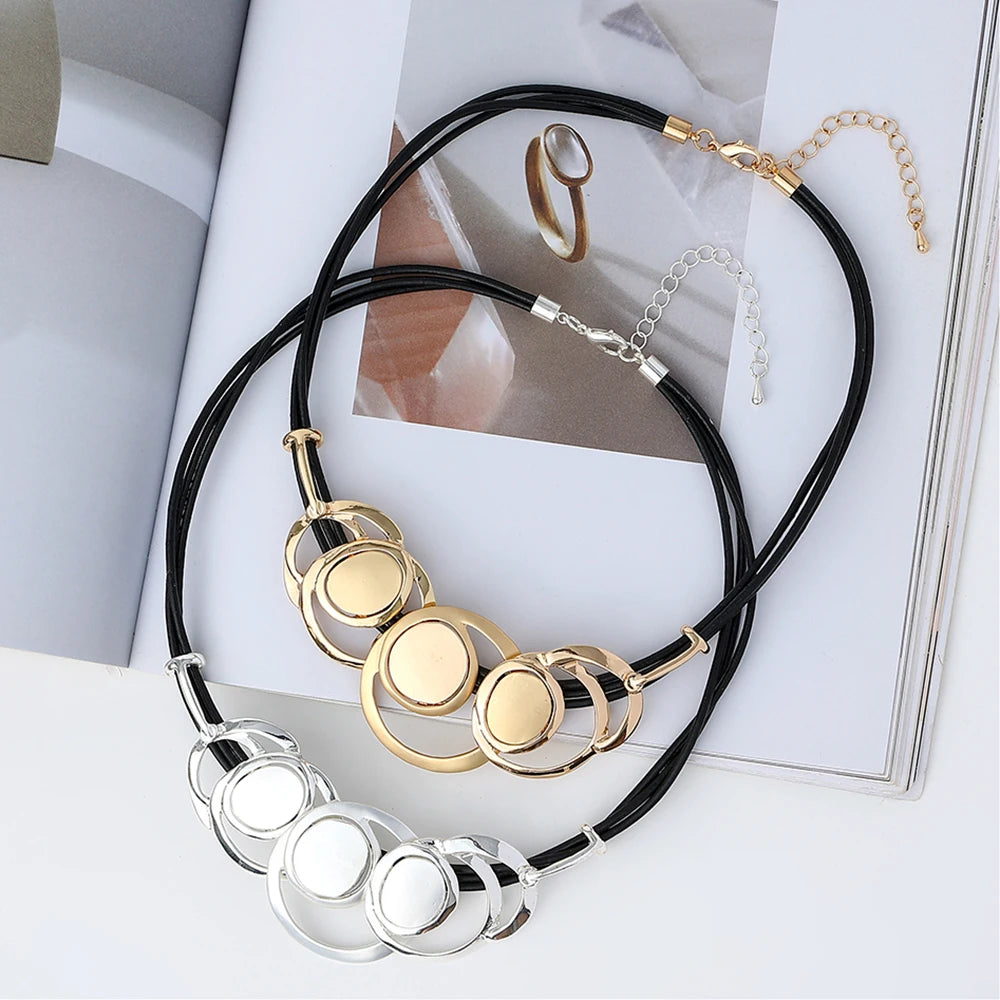 Fashion  Geometric  Big Circle Pendant Choker Necklace for Women's Jewelry Gifts