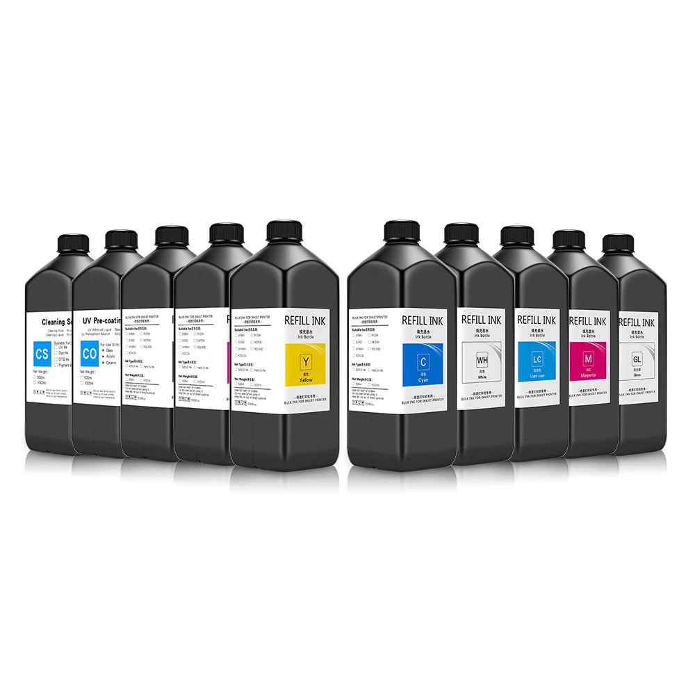 Ocbestjet 1000ML UV Inks for Three I3200 Heads UV DTF Sticker Printer Machine