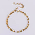 MECYLIFE 316L Stainless Steel Figaro Chain Bracelet 18K Gold Plated Figaro Chain Anklet