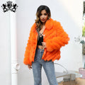 Wear Anti-shrink Removable Collar Double-sided Women Silk Fabric Reversible Jackets Winter Real Fox Fur Short Coat