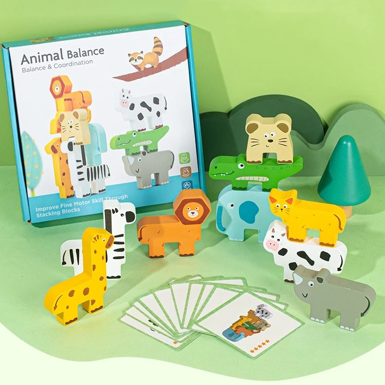 CPC CE Boys Girls Birthday Gift DIY Toy Balance Game Toddler Cute Cartoon Animals Shape Creative Building Block