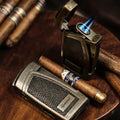 Travel Double Flame Cigar Lighter and Cutter Zinc Alloy Business Cigar Accessory Kit