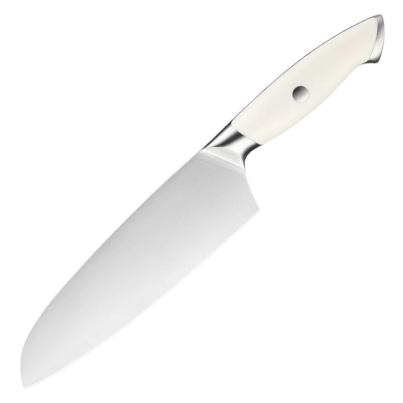 7-Inch High Carbon Stainless Steel Santoku Japanese Chef Knife with ABS Metal Handle for Cooking