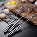High Quality Kitchen Gadgets Hand Push Down Egg Beater Mixer Stainless Steel Metal Mini Semi-Automatic Egg Whisk