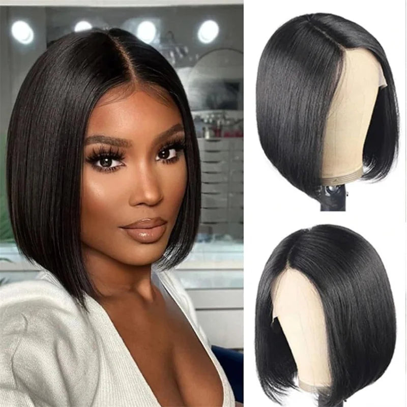 4X4 Transparent Lace Front Bob Wig Raw & Glueless Wearable Natural Human Hair Wig