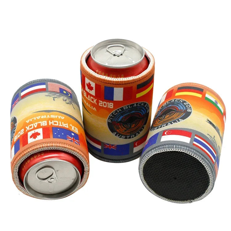 TOP Quality Custom logo Sublimation Printing Cheap Neoprene Stubby Cooler Stubby Holder Can Cooler with Base