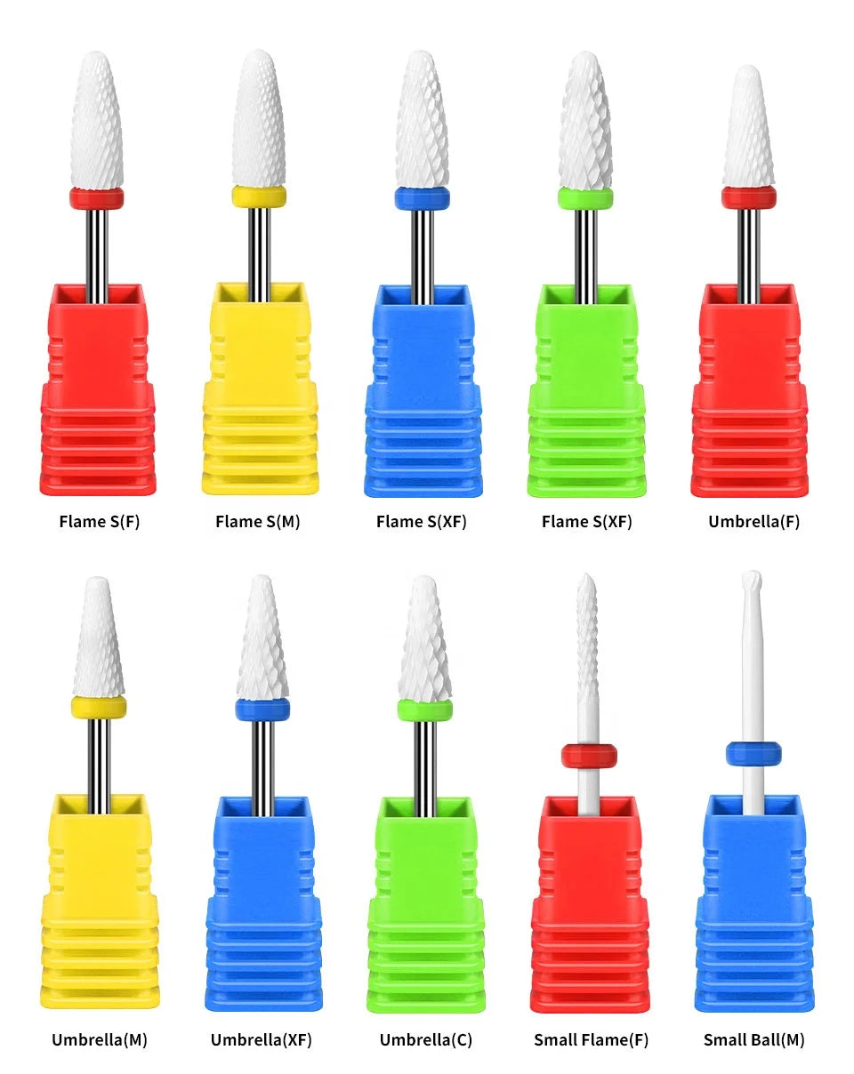 20 Types Hard Ceramic Nail Drill Bits Rotary Electric Ceramic Cutter for Manicure Gel Polish Removal Nail File Pedicure