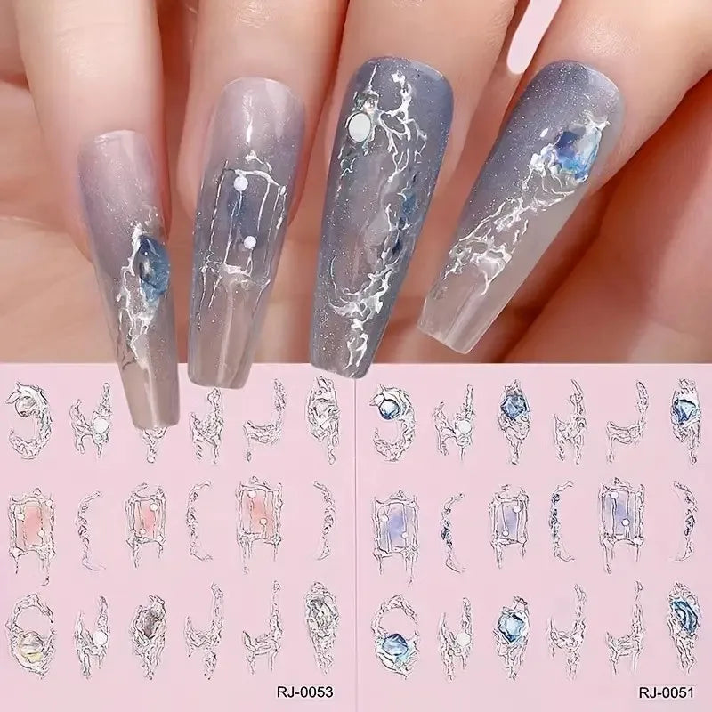 Nail Decor Embossed Hot Silver Sticker 5D Imitation Diamond Flash Nail Art Stickers