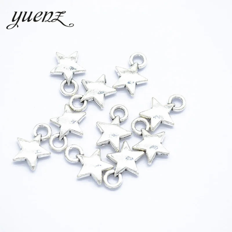 YuenZ 100pcs/bag Star Charms Tibetan Silver Plated Pendants Antique Jewelry Making DIY Handmade Craft 12*9mm L330
