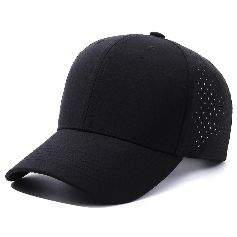 Yukaihe Cotton Baseball Hat Mesh Laser Hole Black Blue Waterproof Structured Hat