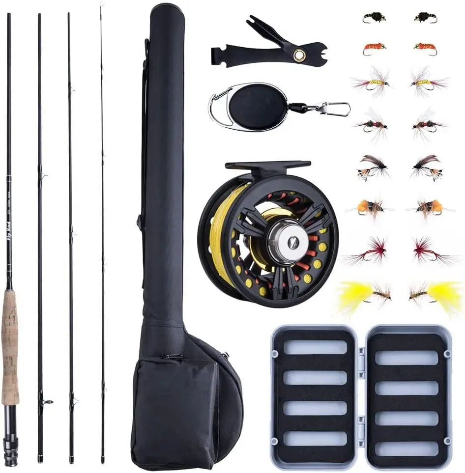 Topline Tackle Topline High Quality 2.4M Travel Complete Starter Fly Fishing Rod Combo Starter Kit With Lures