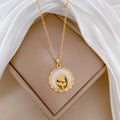Collar De Acero Inoxidable Gold Plated Stainless Steel Necklace Jewelry Temperament Gorgeous Shell Flower Full Diamond Necklace