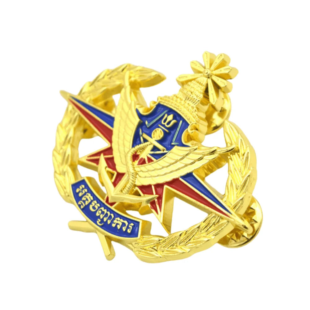 Design 3D logo Wing Star with Anchor Vietnam Female Metal Enamel Soft Lapel Pin Badge with Gold Plating Color