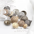 Designer Retro Round Hollow-carved Design Matte Gold Metal Shank Button