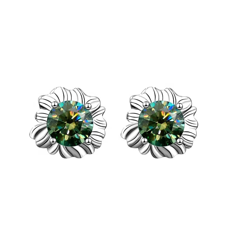 Fashion Popular Design Morden Style Sunflower Studded Jewelry Stud S925 Sterling Silver Moissanite Earrings