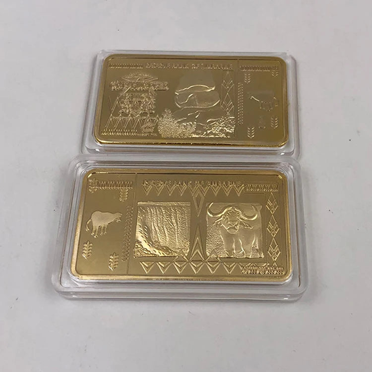 Metal Craft One Hundred Trillion Zimbabwe Dollars Gold Coin Solid Bar Gold Plated Bullion With Packaging