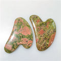 DIY Beauty Products HZ Unakite Heart Shape Guasha Set Skin Care Tool Jade Face Roller and Gua Sha Crystal