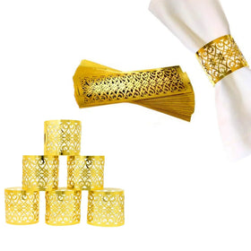 50 Pcs/Pack Laser Cutting Gold Hollow Paper Napkin Ring Holder Towel Buckle for Wedding Festive Party Table Decor