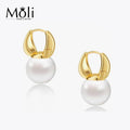 Fashion Jewelry Gold Plated Big Size Freshwater Edison 11-12mm Round Pearl Huggie Earrings