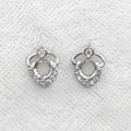Sterling Silver 4*4mm Semi Mount Stud Earrings Empty Support Blank Claws Setting S925 Base Without Center Stone for DIY Inlay