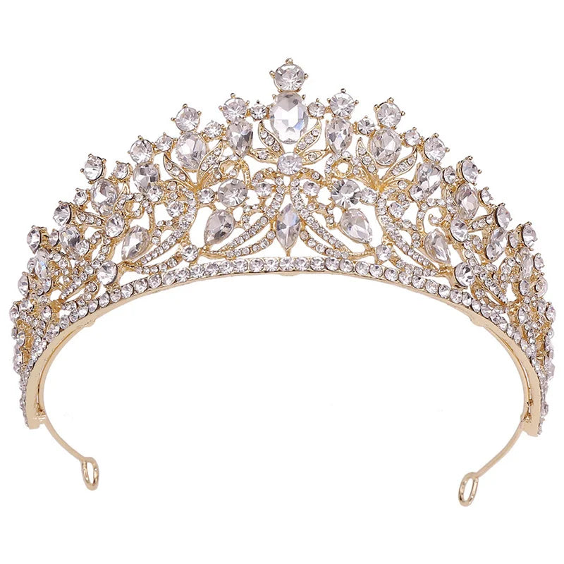 Wholesale Princess Tiaras Fashion Bride Crown Alloy Rhinestones Bridal Crown Wedding Hair Jewelry