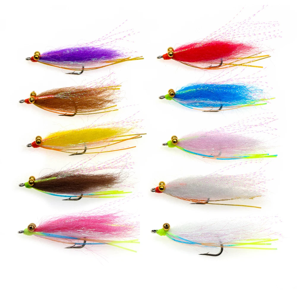 Wholesale #4~ #2/0 Chainbead Eyes Crazy Charlie Fly Barbed Fly Hook Fast Sink Bonefish Permit Tarpon Saltwater Fishing Lures