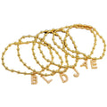 BM1140 Dainty Tiny Little 2mm and 4mm 18k Gold Plated Ball Round Beads Beaded Bracelet with Pearl Alphabet Initial Letter Charm