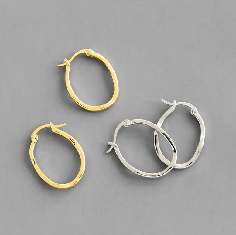 925 Sterling Silver Jewelry 18K Gold Minimalist Circle Hoop Earrings