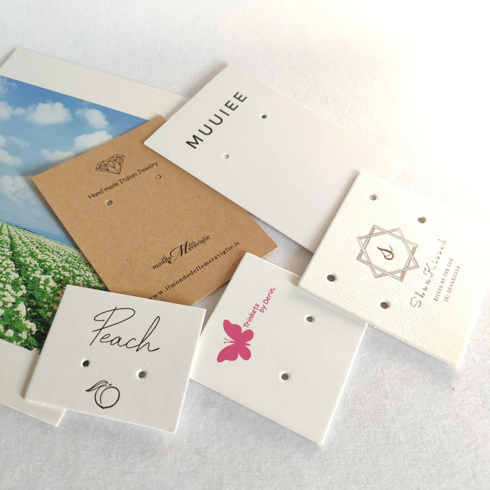 Luxury Custom Earring Cards Label Card Holder Necklace Jewelry Display Cards With Logo With Logo Recycled Kraft Paper Paper Tags
