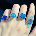 Wholesale High Quality High Carbon Diamond Ice Cut Blue Zircon Ring Engagement 925 Sterling Silver Ring