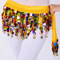 Fashionable Women's Belly Dance Performance Multicolored Sequin Tassel Wrap Hip Scarf Skirt for Dancing Body Chain