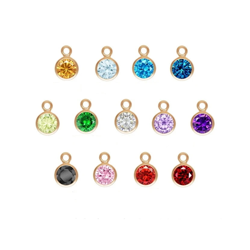 Vintage Rose Gold Filled Zircon Birthstone Charm for Permanent Jewelry Making Bracelet