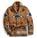 Western Retro Aztec Style Ethnic Local Autumn Winter Jacquard Knitted Button Lapel Full-Length Standard Western Sweater Cardigan